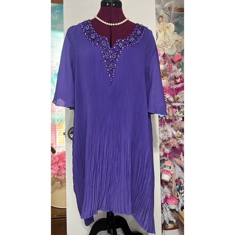 Catherines Purple Beaded Plus Size Dress 3X